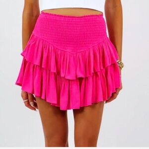 Pink ruffled mini skirt #miniskirt #ruffles